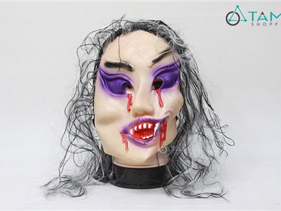 Mặt nạ cao su Halloween quỷ mắt xếch tím HLW-MN-50